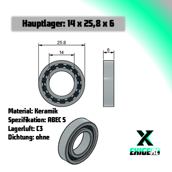 FX Motoren Hauptlager 14x25,8x6
